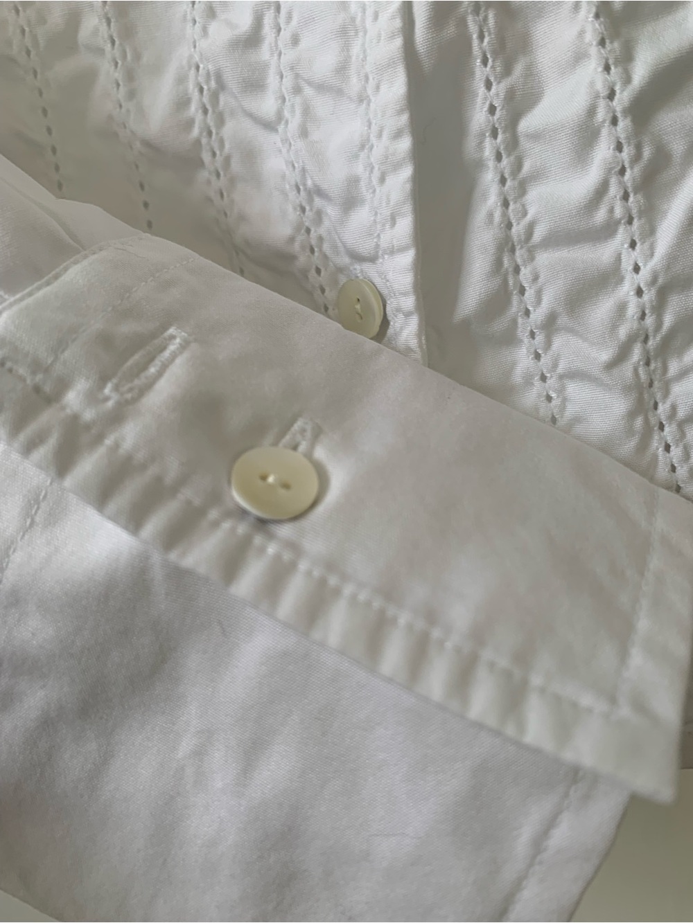 Talbots Classic White Textured Long-Sleeve Pleated Shirt - Picture 7 of 8